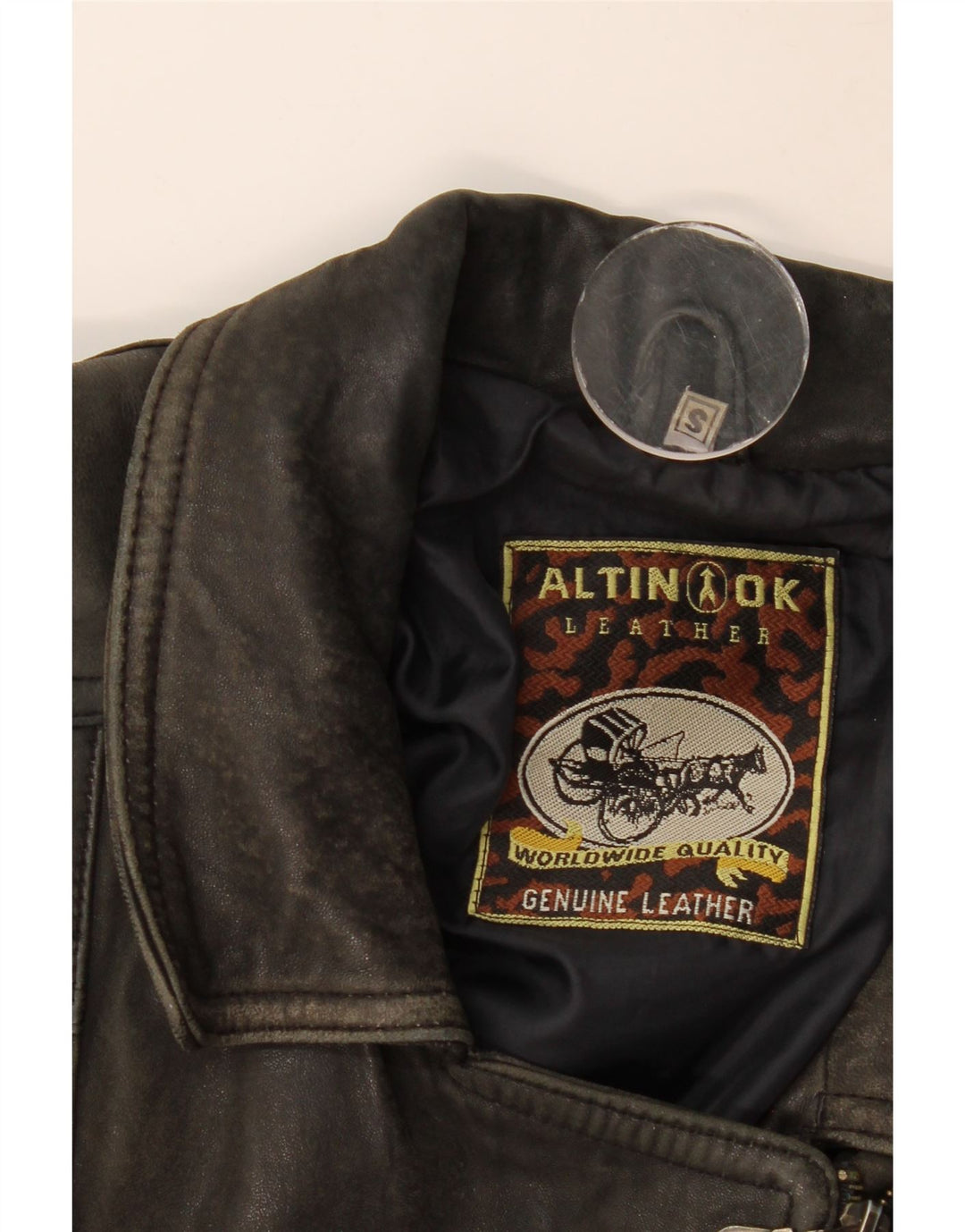 Giacca da motociclista oversize in pelle da donna vintage UK 10 Piccola pelle marrone