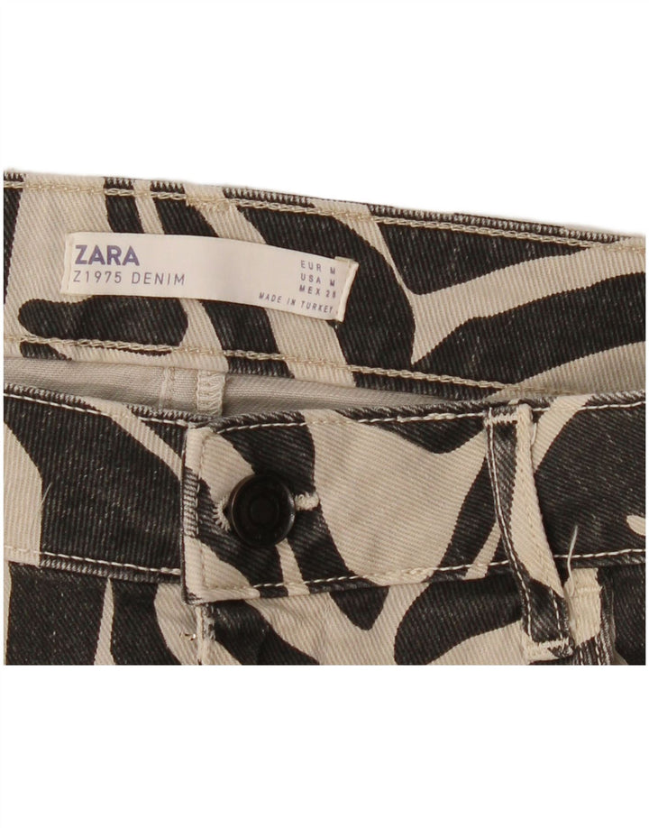 Minigonna di jeans Zara da donna media W28 beige stampa animalier
