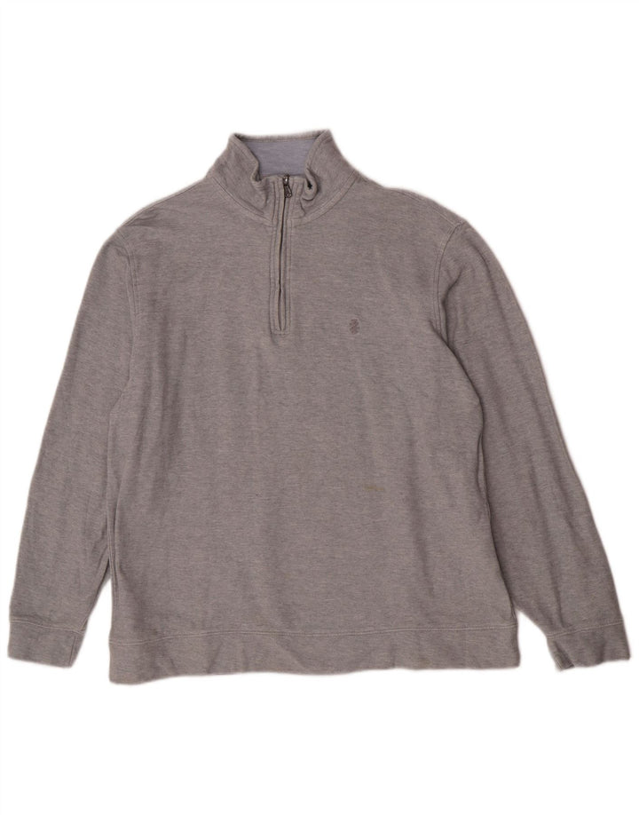 Felpa da uomo Izod con collo con zip acqua salata, maglione grande, cotone grigio