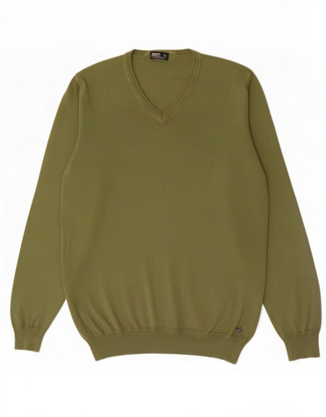 Maglione da uomo con scollo a V Rifle in cotone verde medio