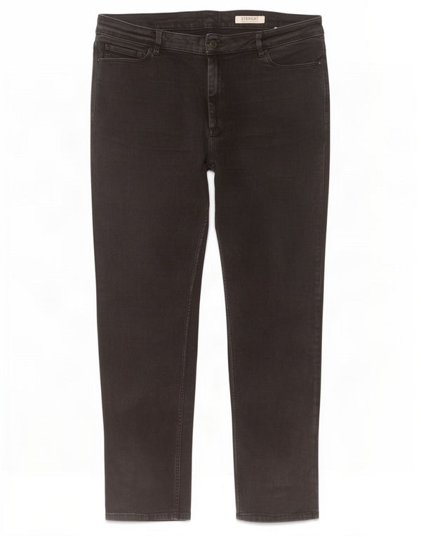 Jeans dritti da donna Marks & Spencer UK 18 XL W38 L30 Cotone nero