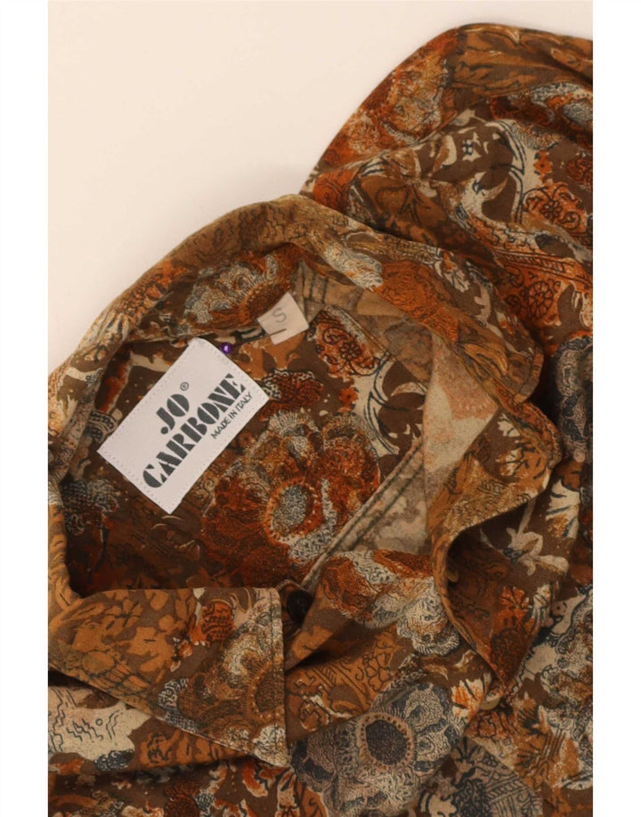 Camicia da uomo vintage piccola floreale marrone