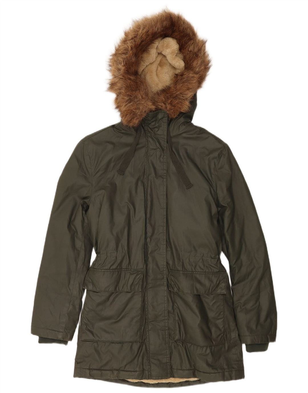 Giacca cerata con cappuccio oversize da donna Marks & Spencer UK 8 Small Khaki