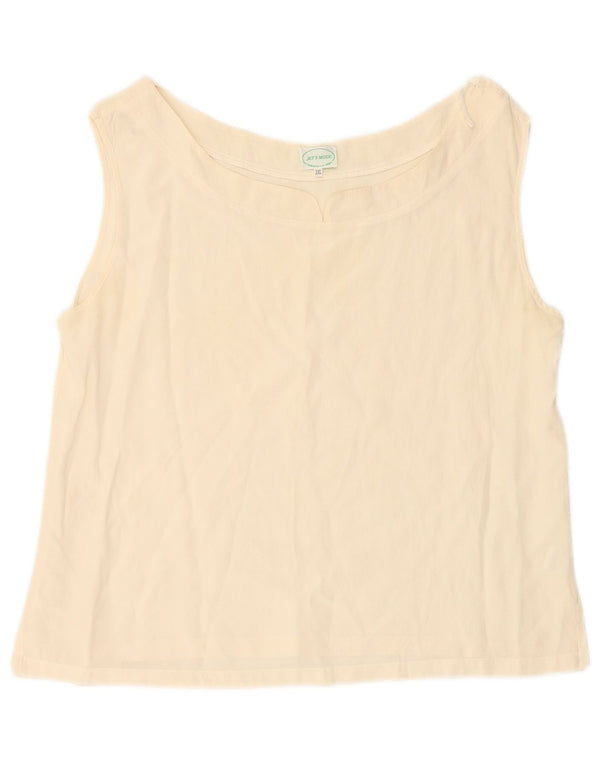 Top camicetta senza maniche corta da donna VINTAGE UK 20 2XL seta bianco sporco