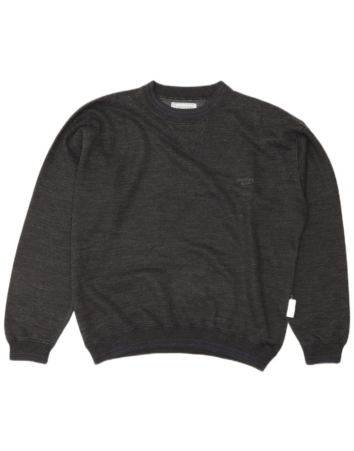 Felpa da uomo vintage maglione grande in cotone grigio