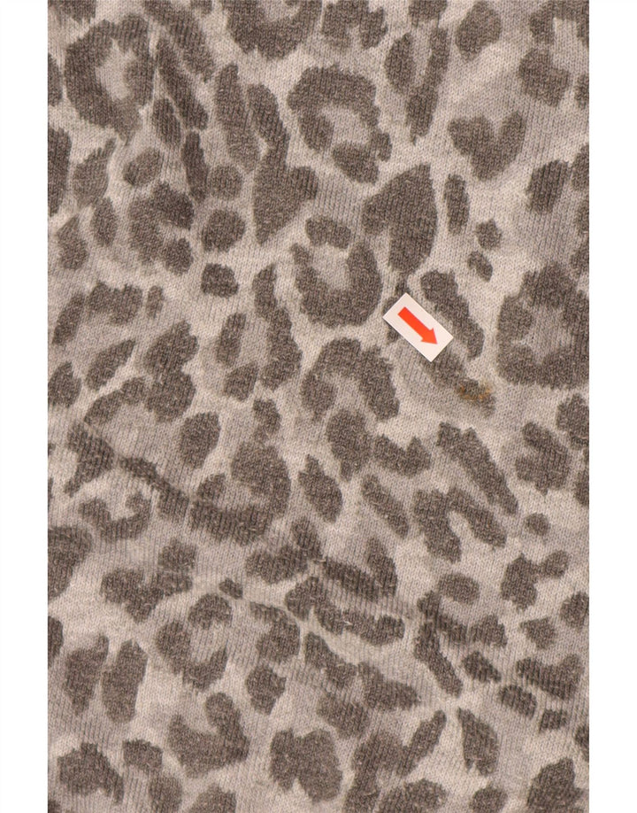 Maglione maglione a collo alto da donna OASIS UK 14 grigio medio stampa animalier