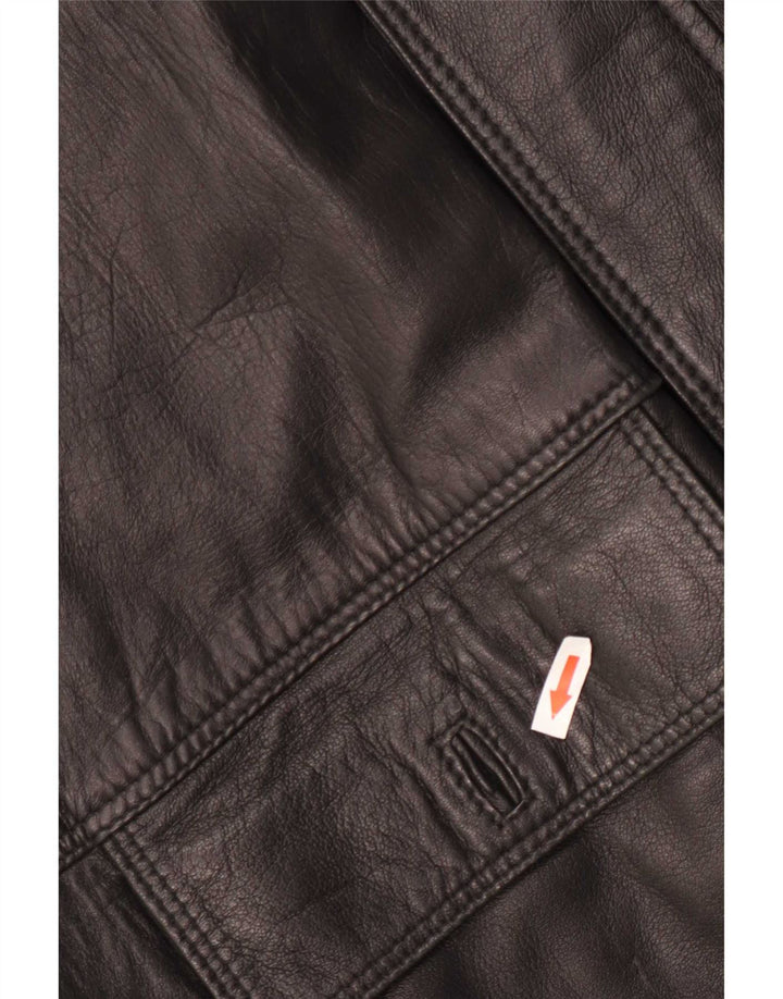 Giacca in pelle vintage da uomo UK 38 media nera