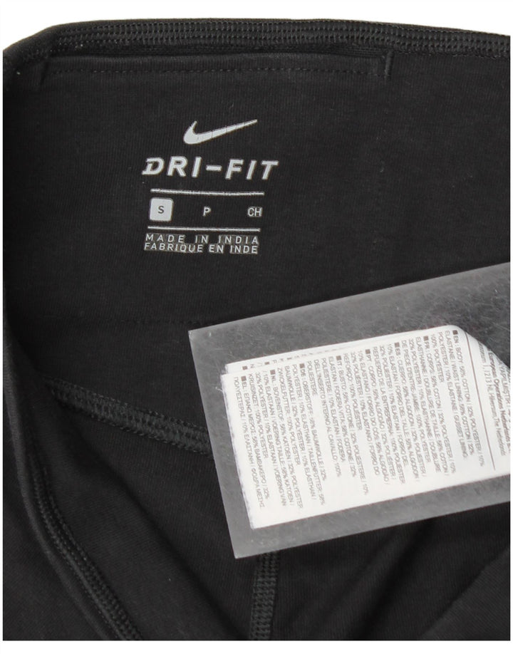 NIKE Womens Dri Fit Graphic Leggings UK 8 Small  Black Cotton