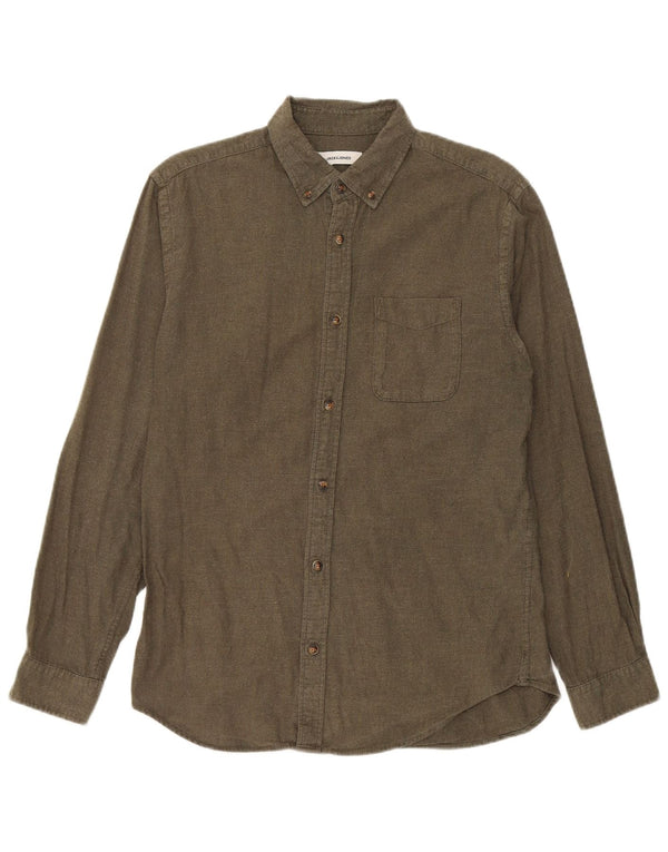Camicia da uomo in flanella Jack & Jones in cotone kaki medio