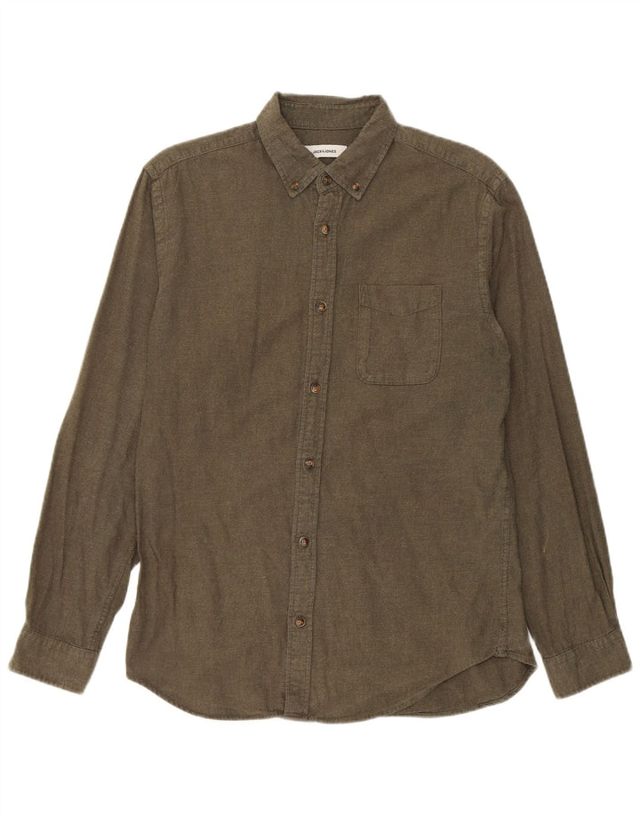 Camicia da uomo in flanella Jack & Jones in cotone kaki medio