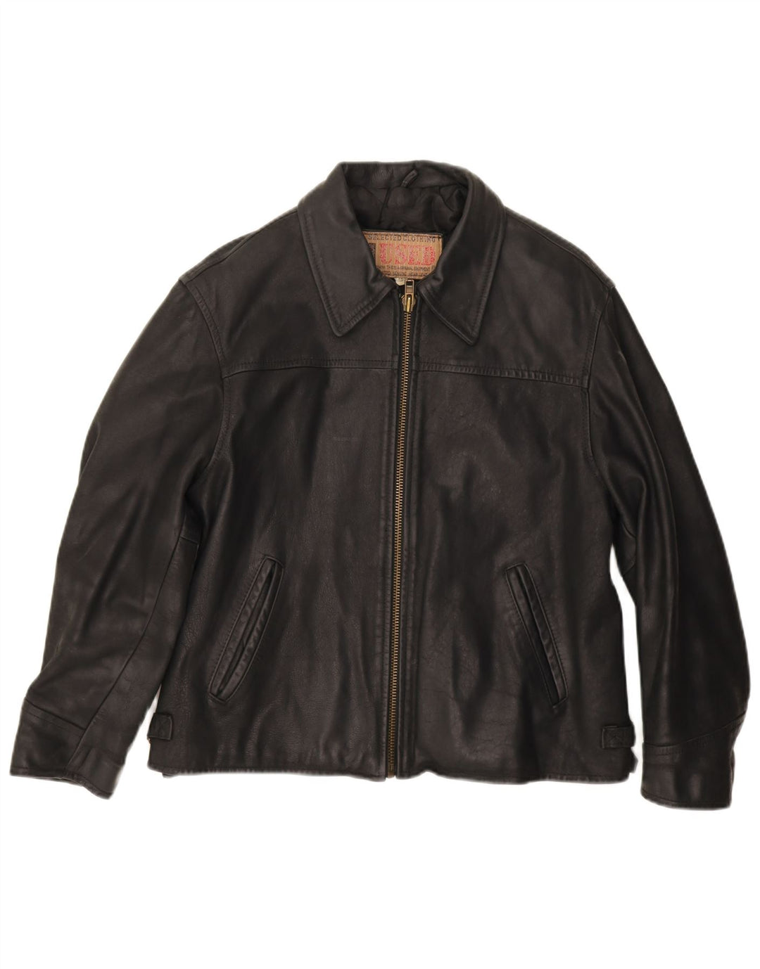 Giacca in pelle vintage da uomo IT 46 piccola in pelle nera