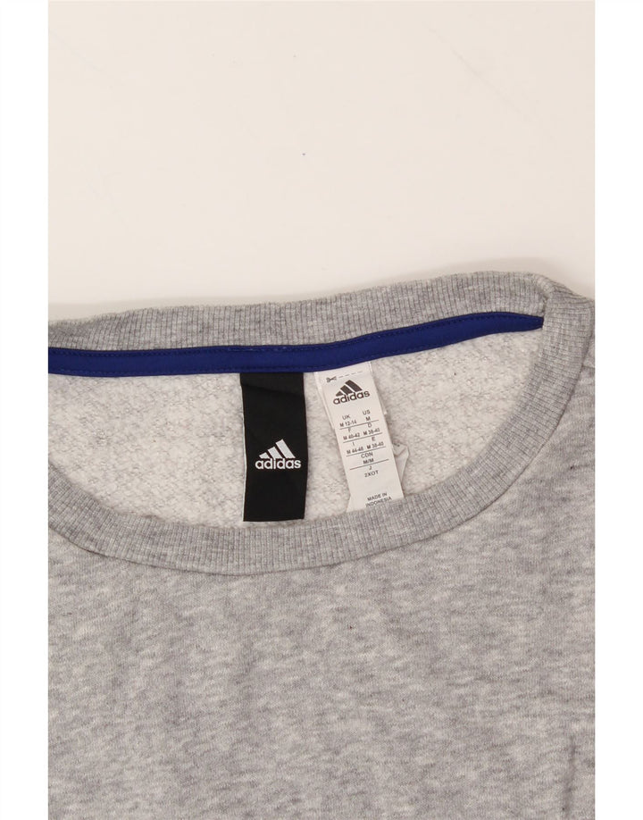 ADIDAS Womens Longline Sweatshirt Jumper UK 12/14 Medium Grey Colourblock Vintage Adidas and Second-Hand Adidas from Messina Hembry 