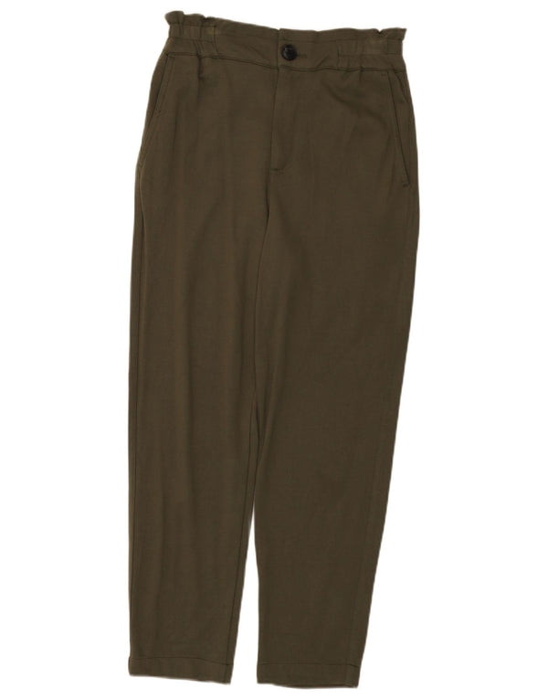 Pantaloni chino affusolati a vita alta da donna Zara XS W24 L25 viscosa kaki