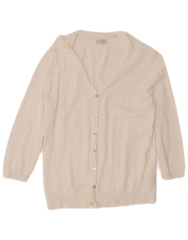 Maglione cardigan con maniche a 3/4 da donna Fat Face UK 12 Cotone bianco medio