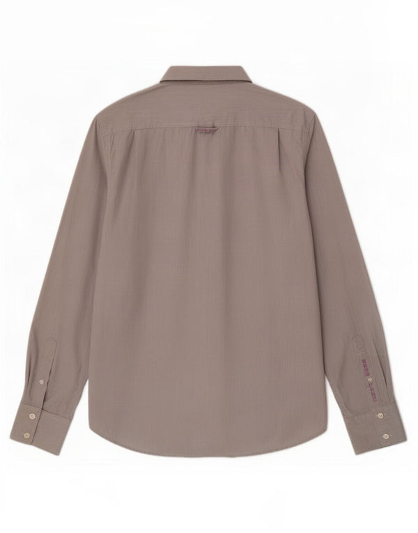 Camicia da uomo Superdry XL in cotone gessato grigio