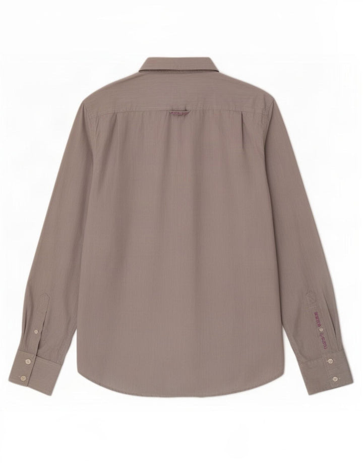 Camicia da uomo Superdry XL in cotone gessato grigio