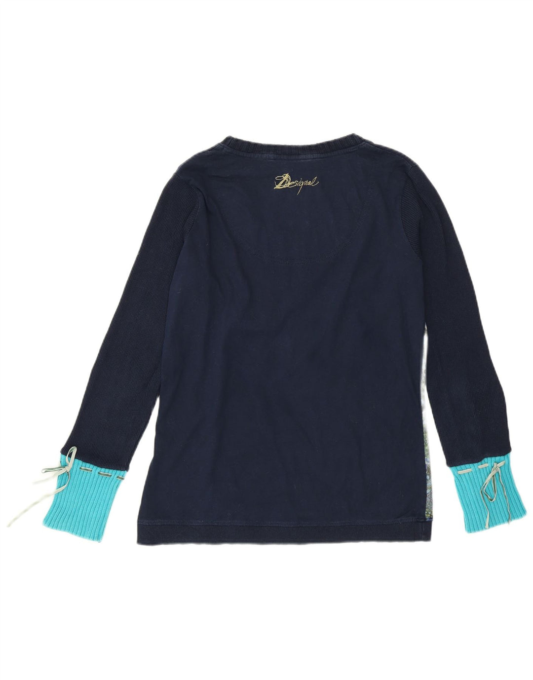 DESIGUAL Top grafico da donna a maniche lunghe UK 14 Grande floreale blu