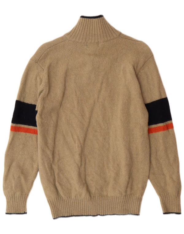 Maglione Kappa da donna con zip e collo, classico in lana a righe beige medio