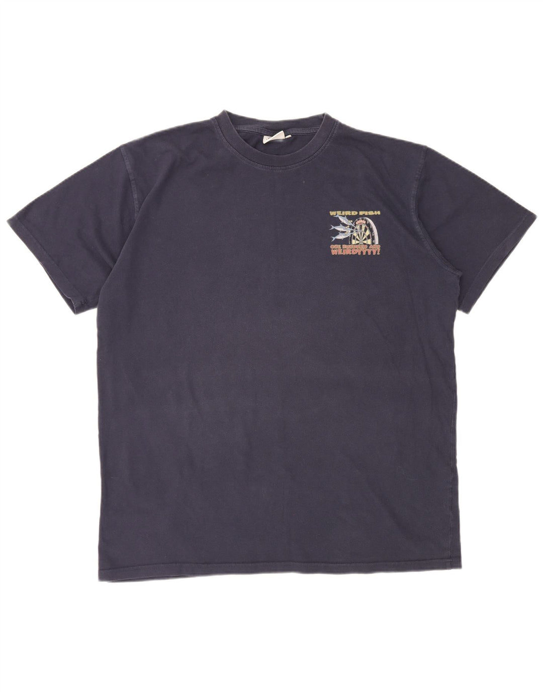 WEIRD FISH T-shirt grafica da uomo Top XL in cotone blu navy