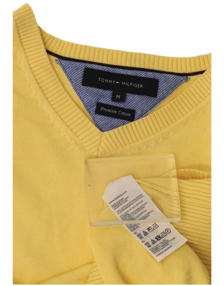 Maglione maglione con scollo a V da uomo Tommy Hilfiger in cotone giallo medio