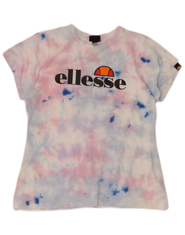 Ellesse Womens Graphic T-Shirt Top UK 14 Large Multicoloured Tie Dye Cotton
