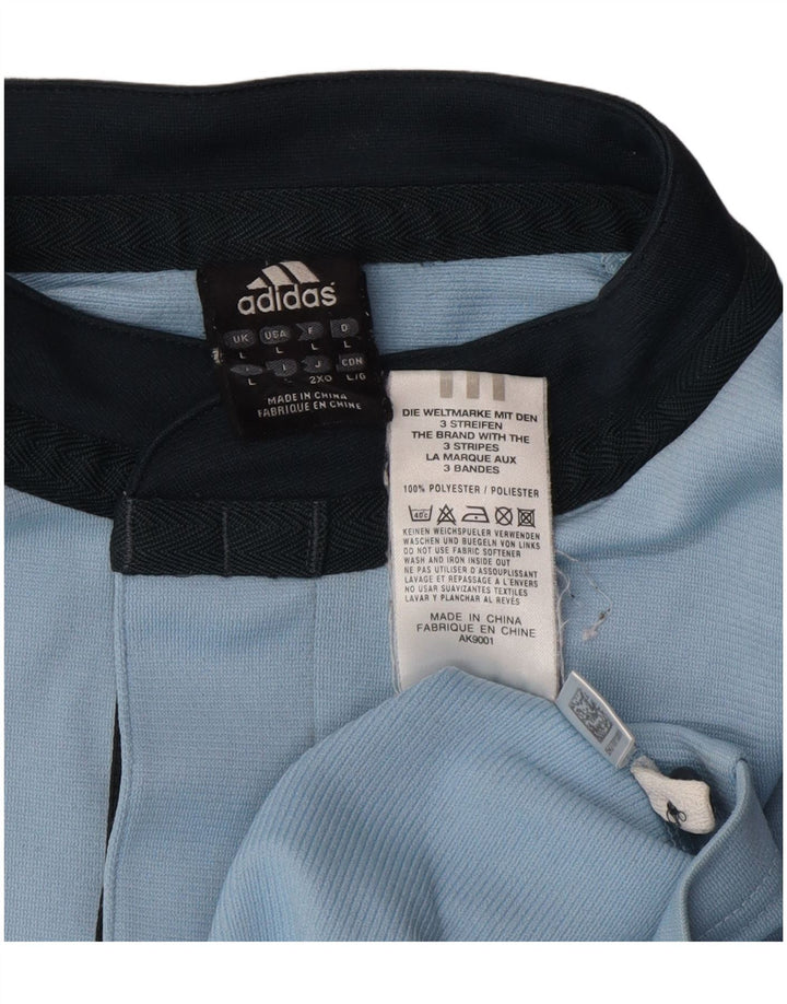 Polo Adidas da uomo grande in poliestere color block blu