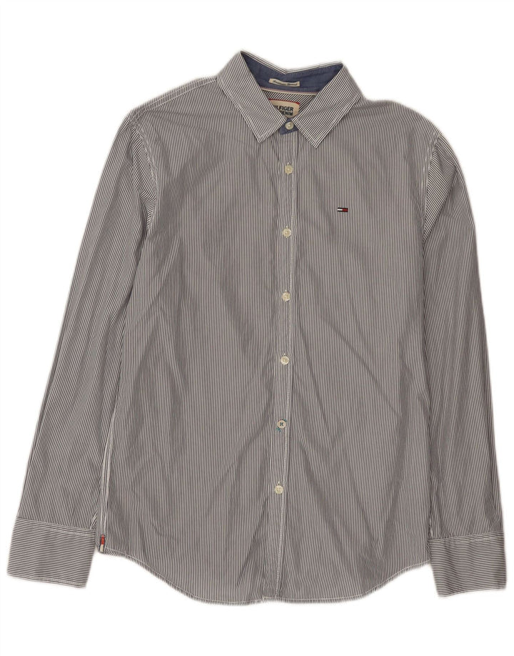 Camicia da uomo Tommy Hilfiger piccola in cotone gessato blu navy