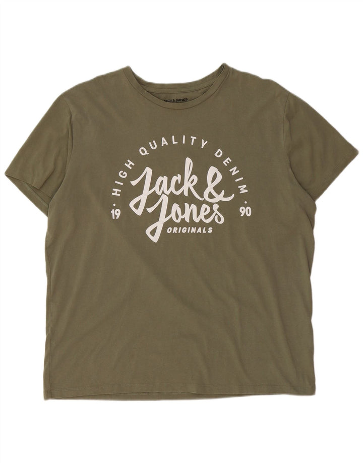 JACK & JONES T-shirt grafica da uomo 2XL cotone kaki