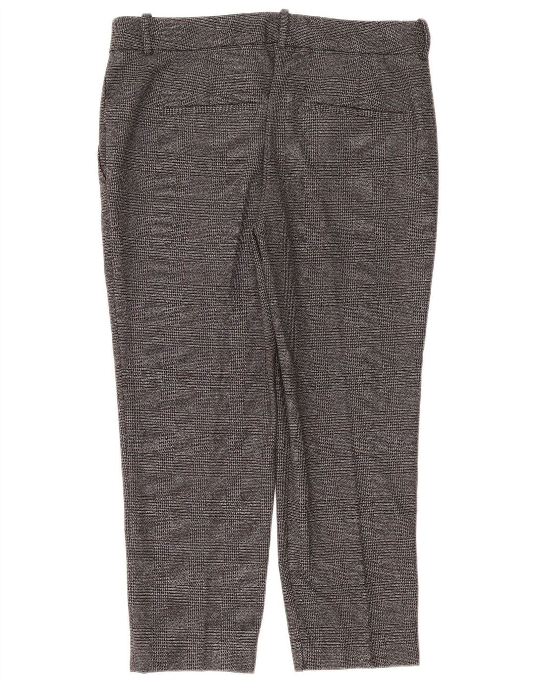 ZARA Womens Slim Cropped Trousers EU 42 Large W32 L25 Grey Houndstooth