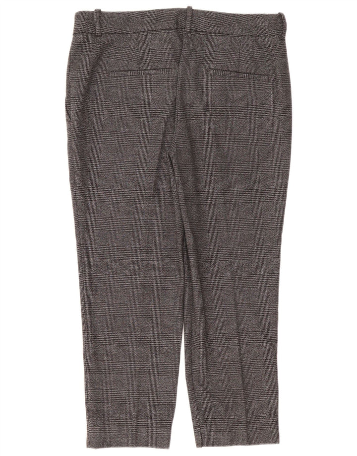 ZARA Womens Slim Cropped Trousers EU 42 Large W32 L25 Grey Houndstooth