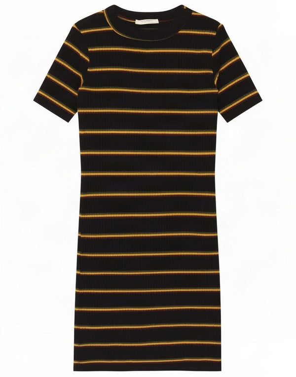 Zara Abito T-shirt Trafaluc da donna UK 8 Small Nero a righe in poliestere