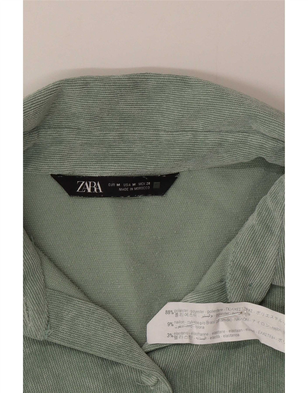 Camicia da donna oversize in velluto a coste Zara UK 14 Poliestere verde medio