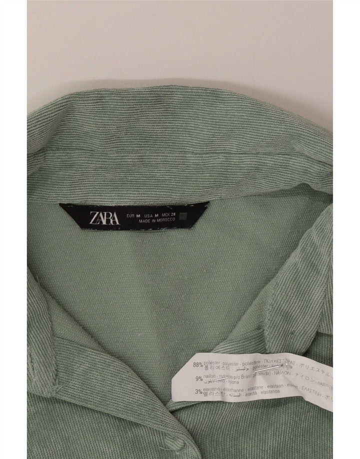 Camicia da donna oversize in velluto a coste Zara UK 14 Poliestere verde medio
