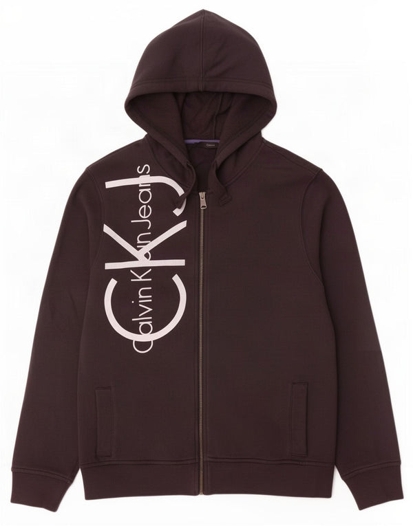 Calvin Klein Jeans Felpa con cappuccio con zip grafica da uomo XL in cotone blu navy
