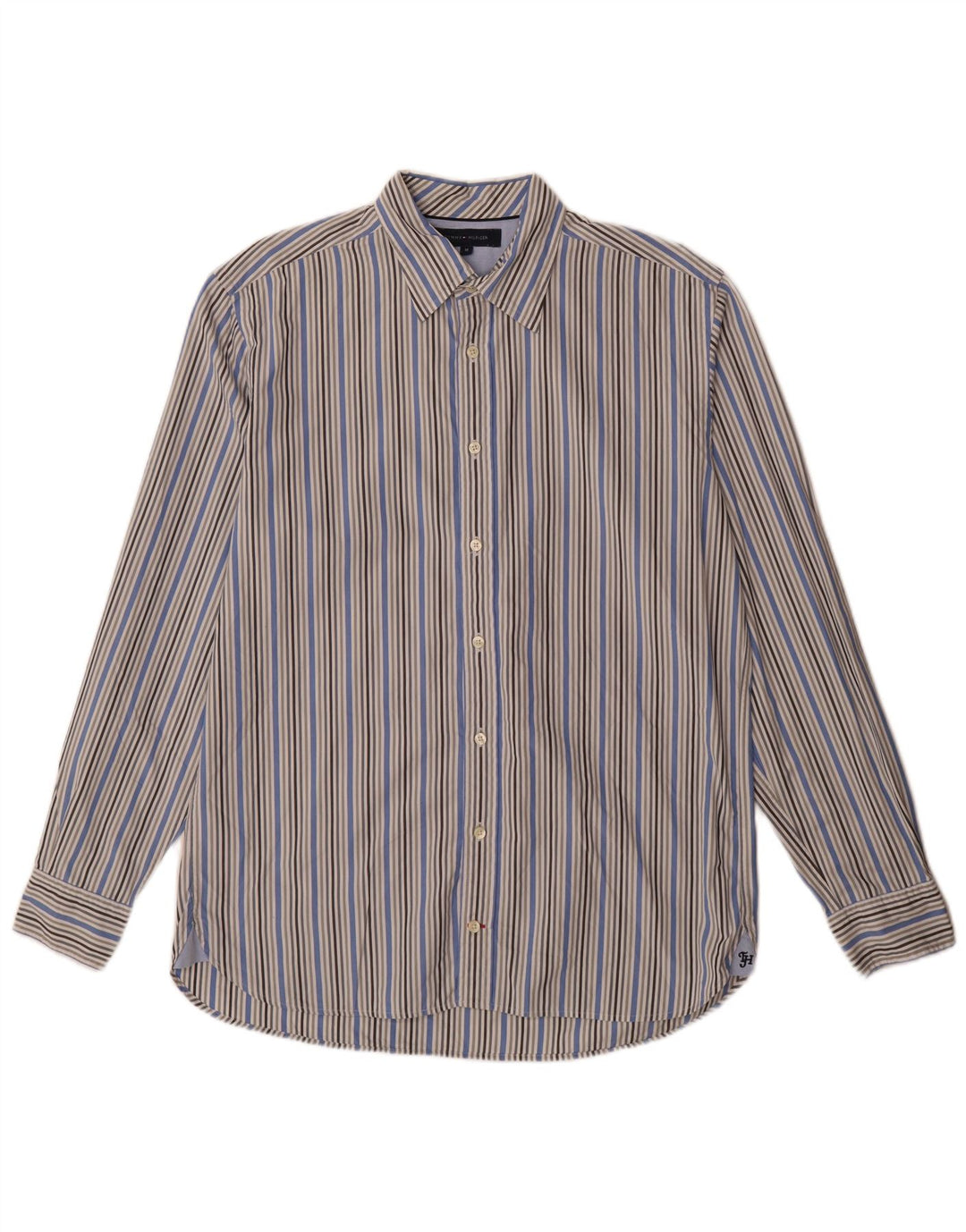 Camicia da uomo Tommy Hilfiger in cotone gessato blu medio