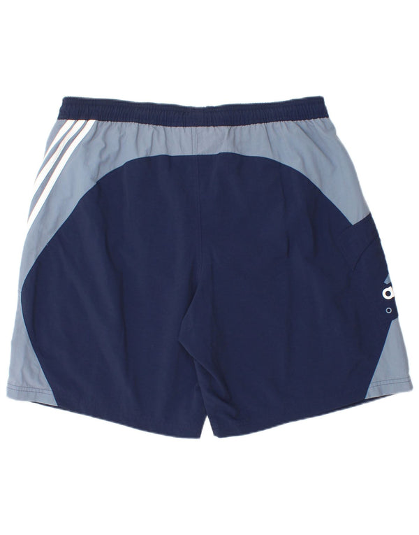 Pantaloncini sportivi da uomo Adidas XL in nylon color block blu navy