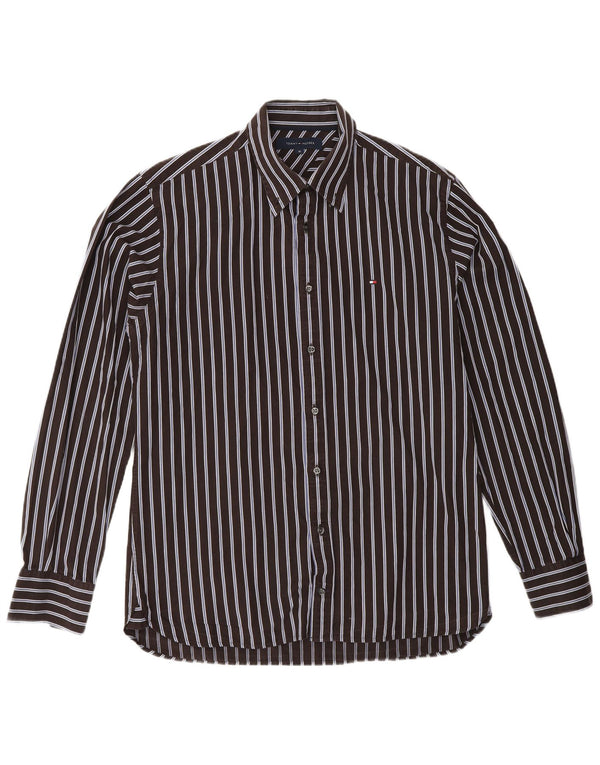 TOMMY HILFIGER Camicia da uomo in cotone a righe marrone medio