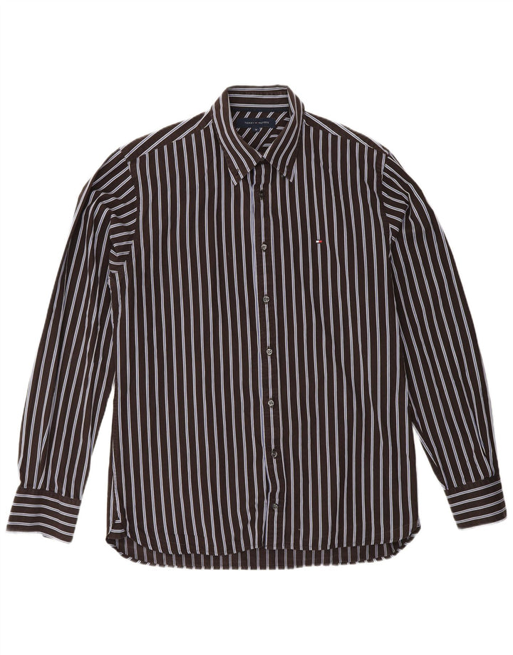 TOMMY HILFIGER Camicia da uomo in cotone a righe marrone medio
