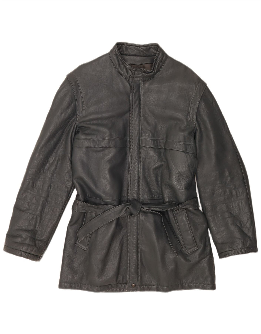 Giacca in pelle vintage da uomo IT 48 in pelle grigio medio