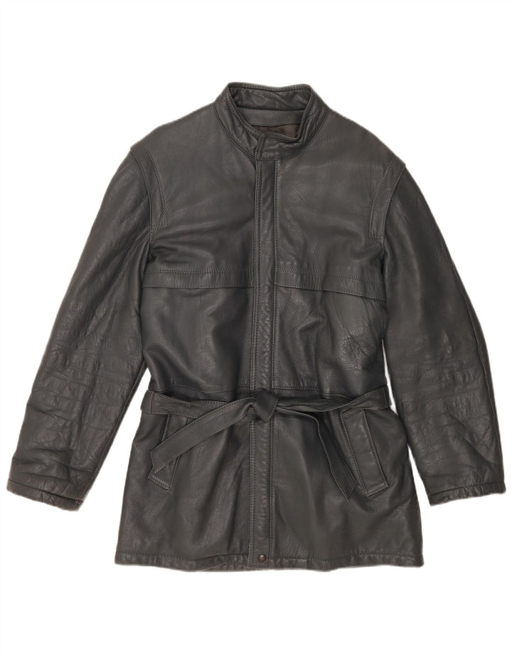 Giacca in pelle vintage da uomo IT 48 in pelle grigio medio