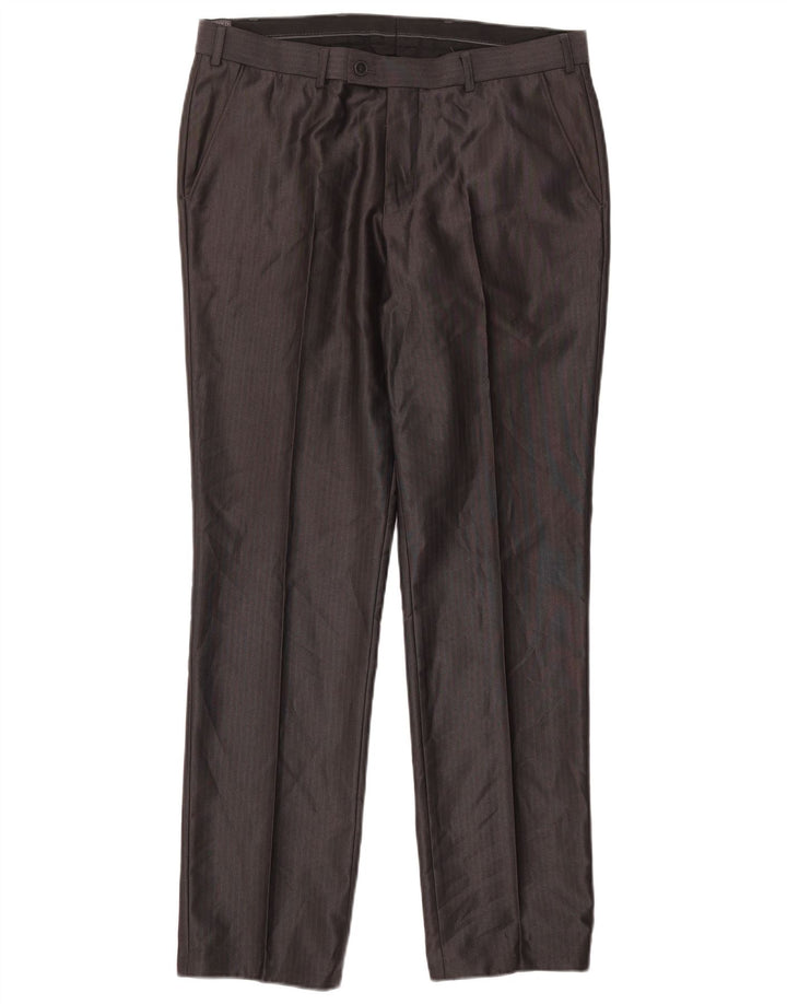 Pantaloni da Abito Uomo Angelo Litrico IT 48 Medio W34 L30 Gessato Grigio