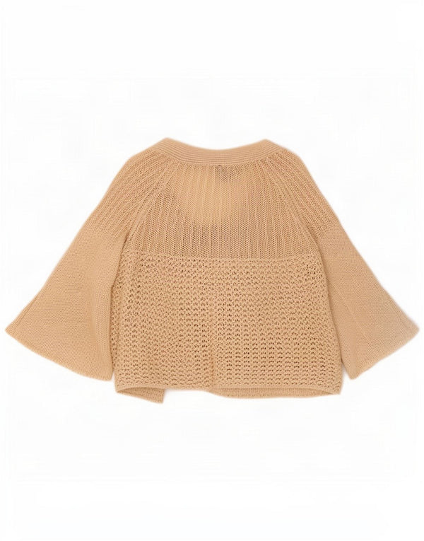 Sportmax Maglione cardigan da donna con maniche a 3/4 UK 10 Small Beige Cotton