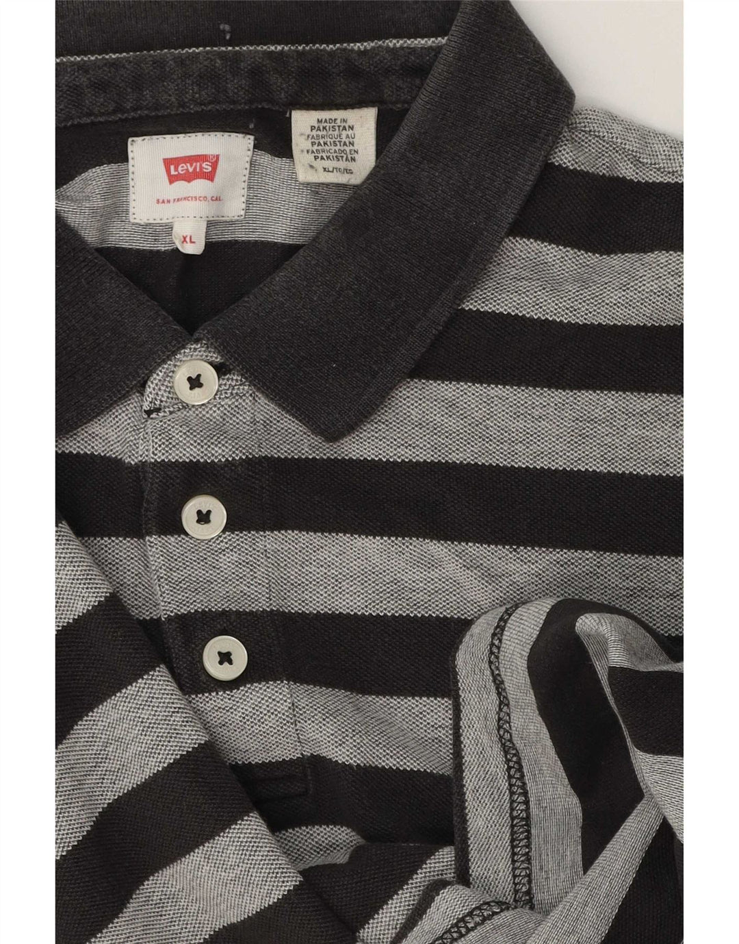 Polo Levi's da uomo XL in cotone a righe grigie