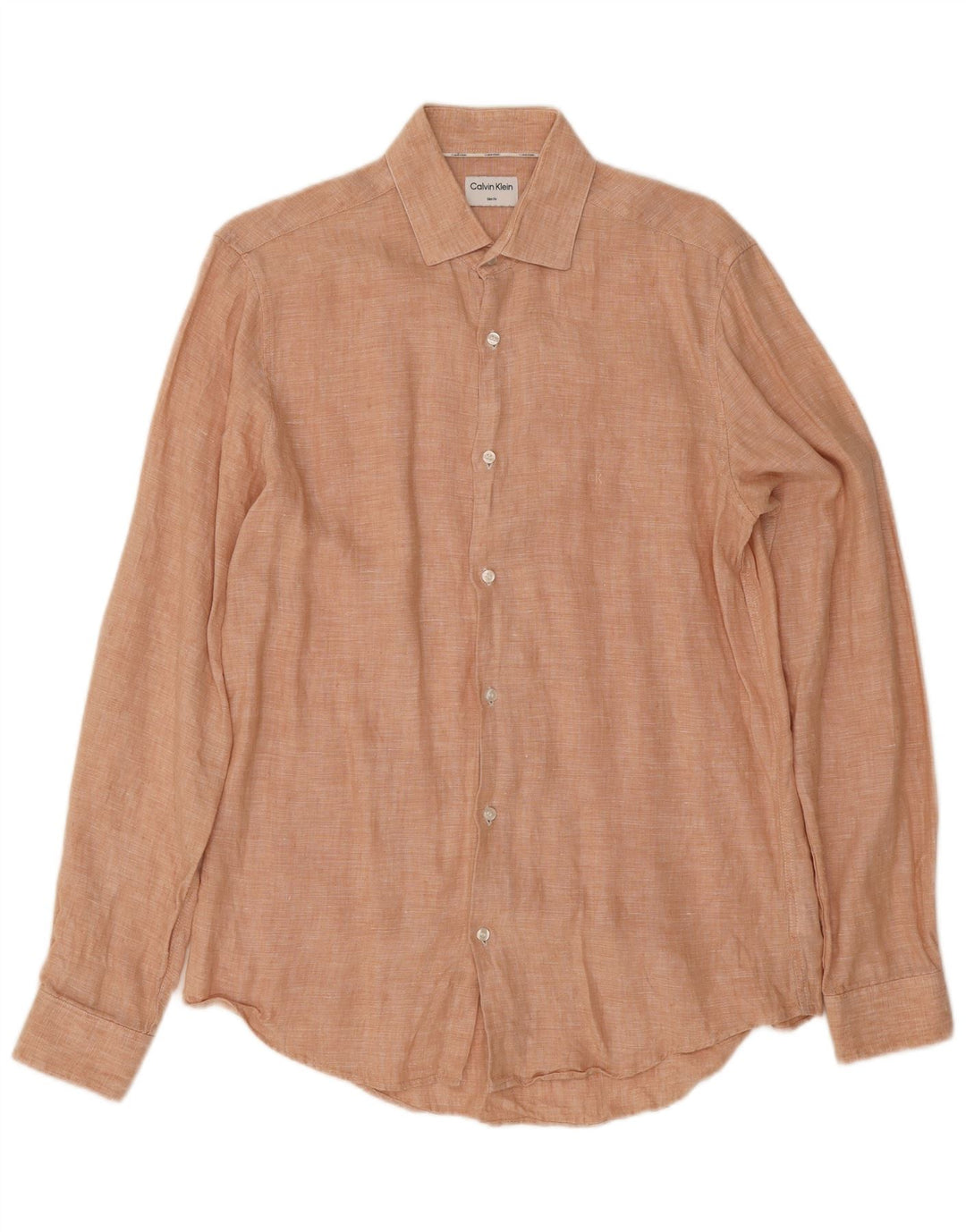 Camicia slim fit da uomo Calvin Klein taglia 39 lino rosa medio