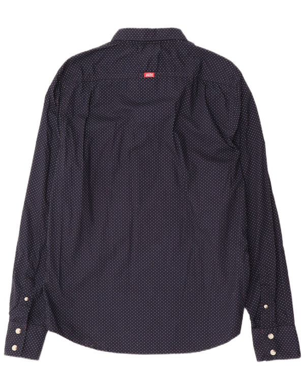 Camicia da uomo Superdry XL in cotone maculato blu navy