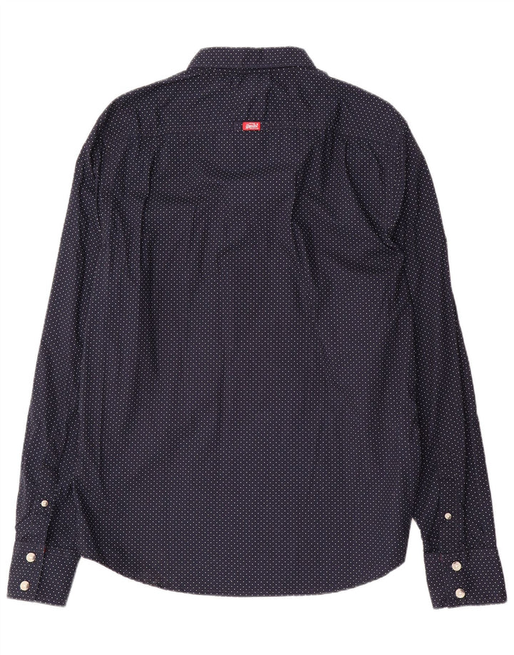 Camicia da uomo Superdry XL in cotone maculato blu navy