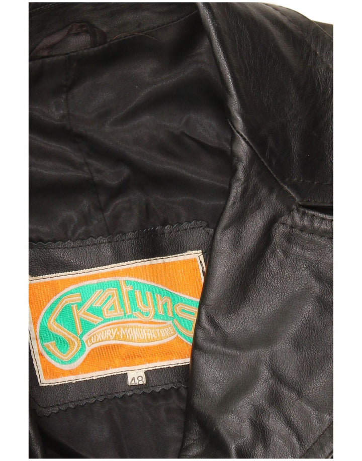 Cappotto in pelle da uomo VINTAGE IT 48 Medio in pelle nera