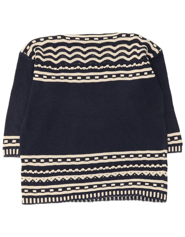 Maglione da donna con scollo a barca con grafica Benetton UK 14 Blu navy medio