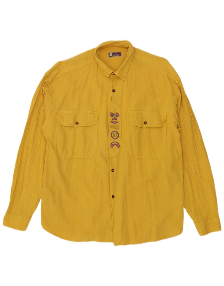 Camicia grafica vintage da uomo giallo medio