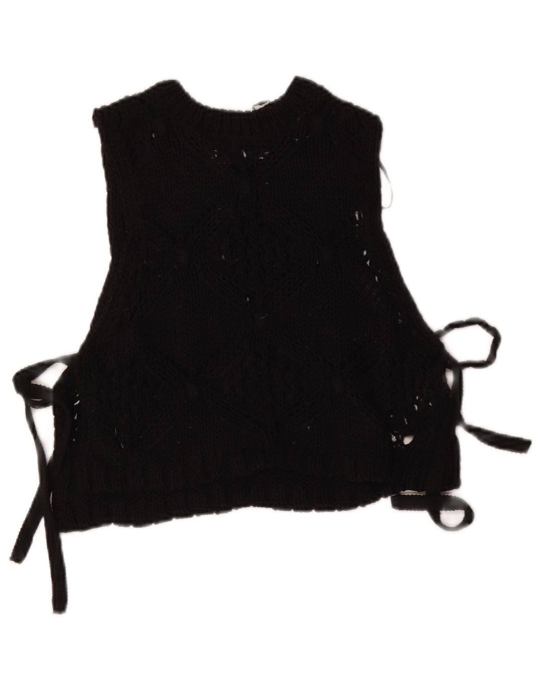 Zara, camicetta corta in maglia senza maniche da donna, taglia UK 10, piccola, in poliestere nero